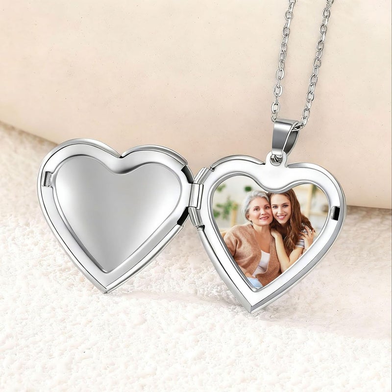 PHOCKSIN Locket Necklace for Women Black/Gold/Silver Locket Necklace Oval/Round/Heart Photo Necklace New Years Gifts for Girls - Image 4